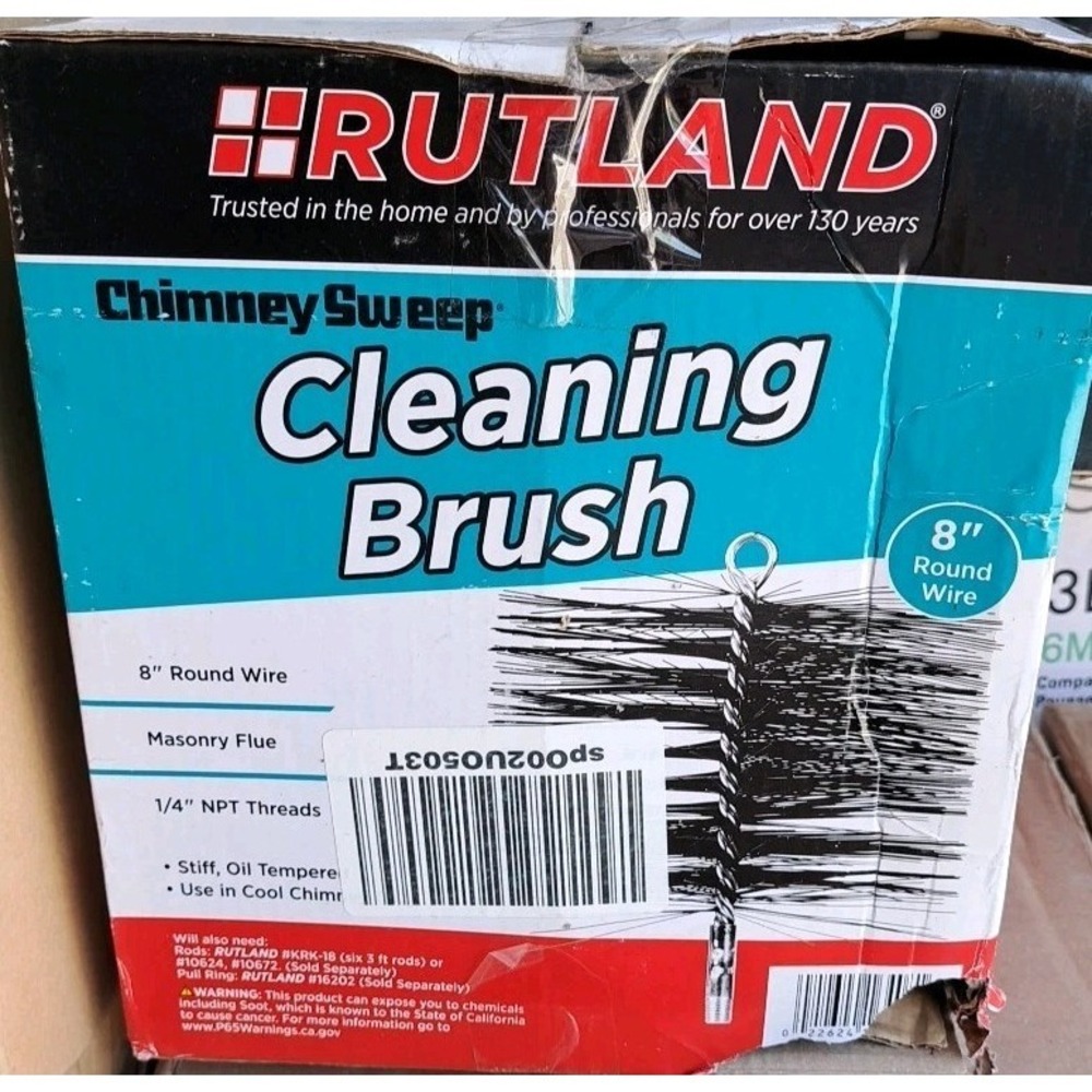 Rutland Chimney Sweep Cleaning Brush 8" Round Wire Masonry Flue 1/4" NPT Threads